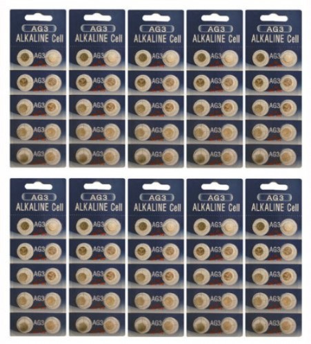 100 AG3 Batteries / LR41 Alkaline Button Cells, 1.5V, S Card