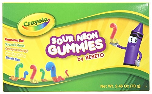 Crayola Fun - Sour Neon Gammy Worms 2.46 Oz Each Theater Box (Pack of 6)