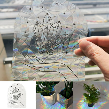 Usupdd Window Cling Prevention Reusable-Prism Hexagon Butterfly Rainbow Window Glass DecalsUsupdd WBB220811-4962