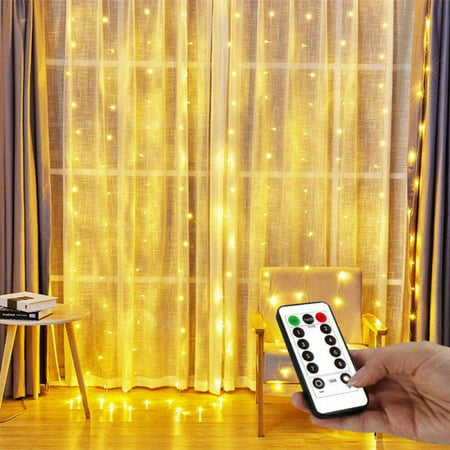 MEROTABLE 300 LED Curtain String Lights Flash Fairy Garland Remote Control for New Year Wedding Home Decor a