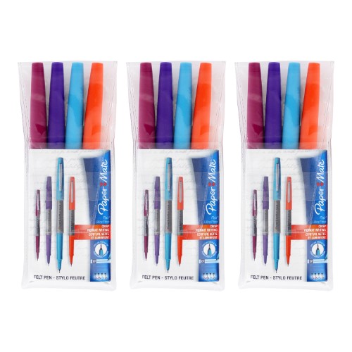 Paper Mate Flair Porous Point Felt Tip Pen, Ultra Fine Point, Assorted Colors, Pack of 12