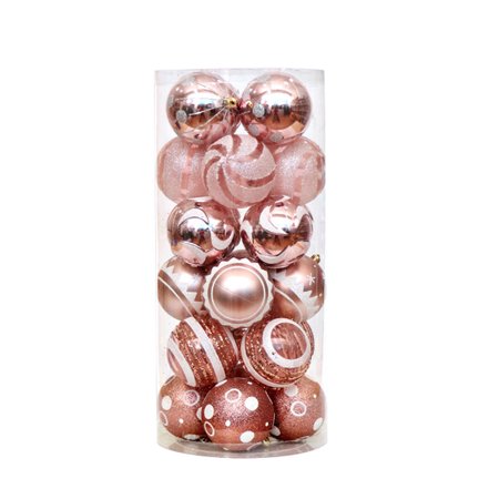 SuoKom Christmas Balls  24Pcs 2.36 Inch Rose Gold Christmas Balls Hanging Ornaments Shatterproof Delicate Baubles Set  for Home Holiday Party Xmas Tre