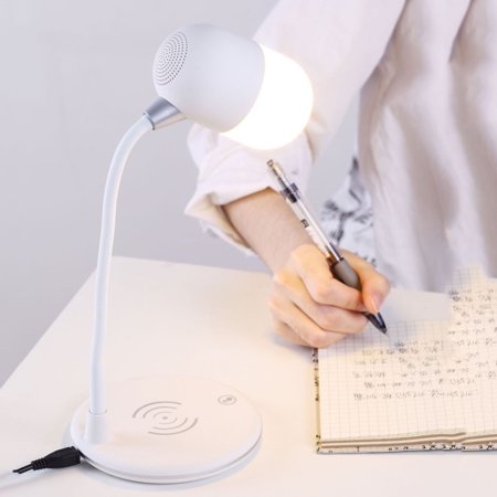 Usupdd Wireless Charging Bluetooth Speaker Three-in-One LED Dimmable Touching Desk Lamp Audio Mini Bedside Lamp Subwoofer Speaker WLL220810-4719