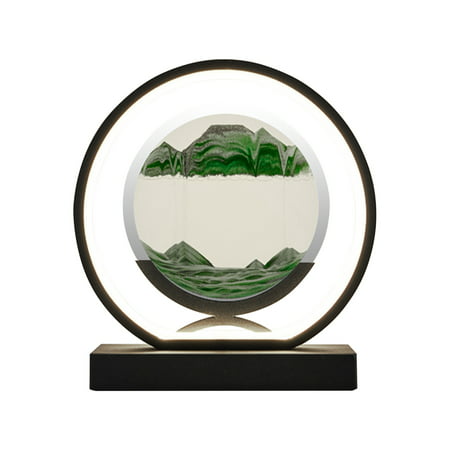 MIANHT Table Lamp Flowing Sand Painting 3D Hourglass Moving Sand Desk Lamp  Ainting Quicksand Home Desktop Decoration Lighting 50ml Green AA-*7287