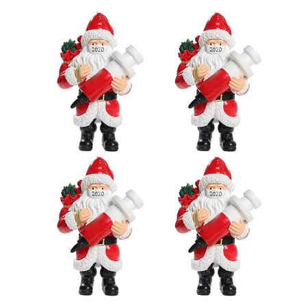 2022 Newest 4pc 2020 Christmas Ornament Santa Wearing a Face Mask Decorate Christmas Tree LJ-C#6678 4pc 2020 Christmas