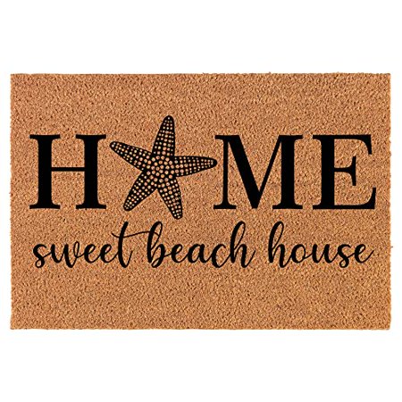 Welcome Doormat Natural Coco Coir Door Mat Home Sweet Beach House (24  X 16 )