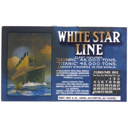 White Star Line Calendar Poster Print by Mary Evans Picture Libraryonslow Auctions Limited (36 X 24)