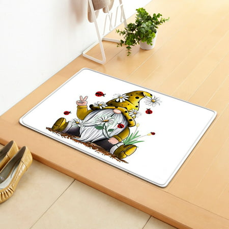 Sunflower Bee Gnome Print Floor Mat Washable Decorative Doormats Non Slip Mat - 2022 New Toys Sunflower Bee Gnome a-a#9306