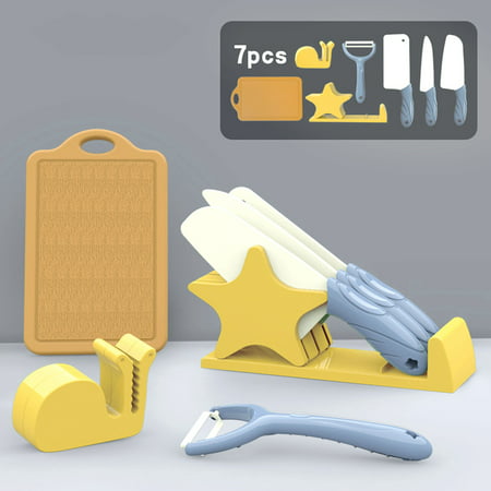 Usupdd Knife Holder Set of 7 Kids Kitchen Cooking Pretend Role Play Toy Set WLL220810-8306