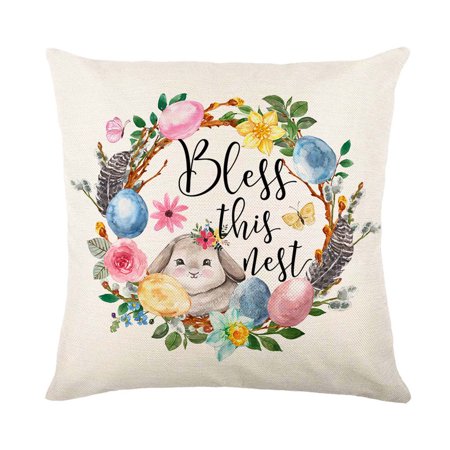 Usupdd Easter Watercolor Linen Print Pillowcase Rabbit Cushion Cover Living Room Decor Pillowcase Usupdd 2022 New Product WBB220906-4973