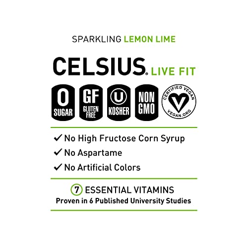 CELSIUS Sparkling Lemon Lime  Functional Essential Energy Drink 12 Fl Oz Can (Pack of 12) thumbnail