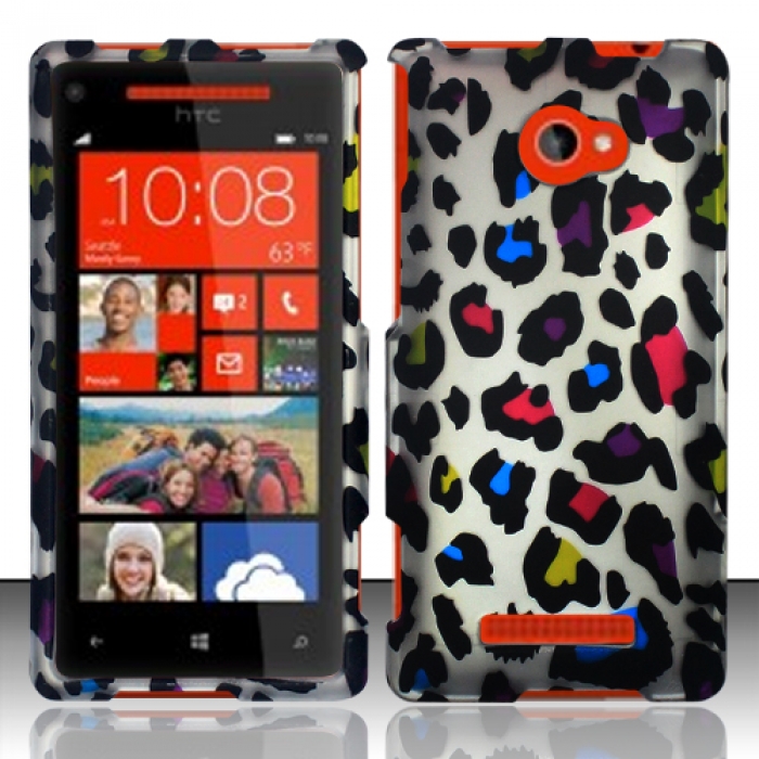 For Htc Windows Phone 8x 6990 Zenith Att T-mobile Verizon Rubberized Design Cover - Colorful Leopard