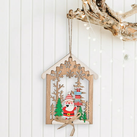 Christmas Wooden Hollow House Pendant Wooden Print Christmas Tree Pendant Decoration Ljddg#4723 Fall Decorations for Home Christmas Wooden Hollow