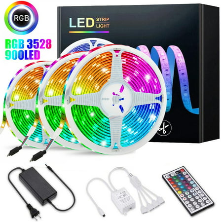 Mittory 49FT Flexible Strip Light 3528 RGB LED SMD Remote Lights Room TV Party Bar Casual White #3460
