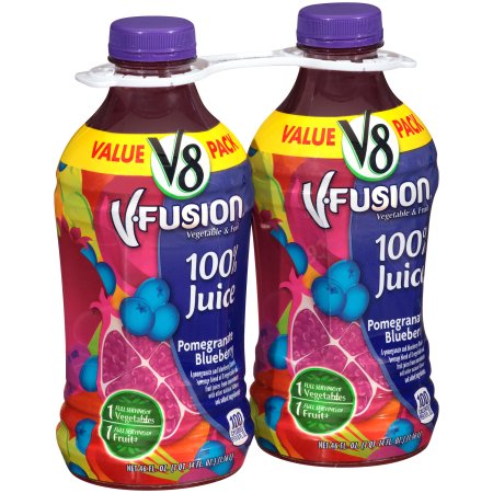 V8 V-fusion Pomegranate Blueberry Flavored Fruit & Vegetable Juice 46oz 2 Pack