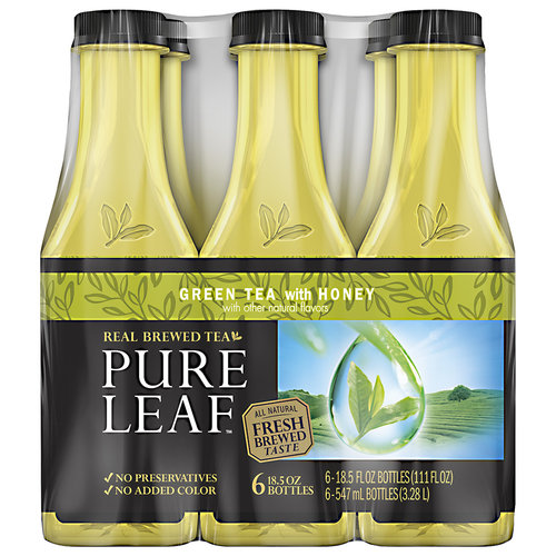 Pure Leaf Green Tea with Honey Iced Tea, 18.5 Fl. Oz., 6 Count