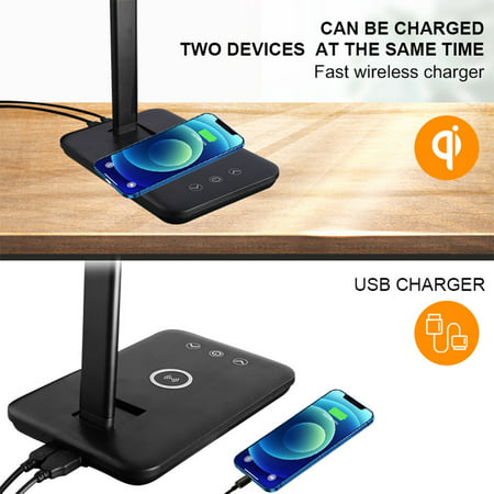 Usupdd LED Desk Lamp Eye Protection Desk Lamp with Wireless Charger USB Charging Port Usupdd 220804-6317