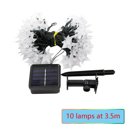 2022 Newest Solar Star Light String Five Pointed Star All Over the Sky LED Courtyard Outdoor Light with Festival Decorative Light Warm White LJ-C#9734