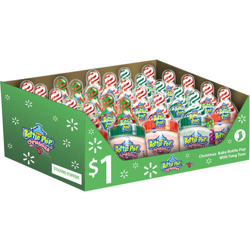 Baby Bottle Pop Christmas Lollipop Candy with Dipping Powder  Assorted Flavors  1.1 Oz   1 Count