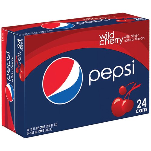 Pepsi Wild Cherry Cola Soda, 12 Fl. Oz., 24 Count