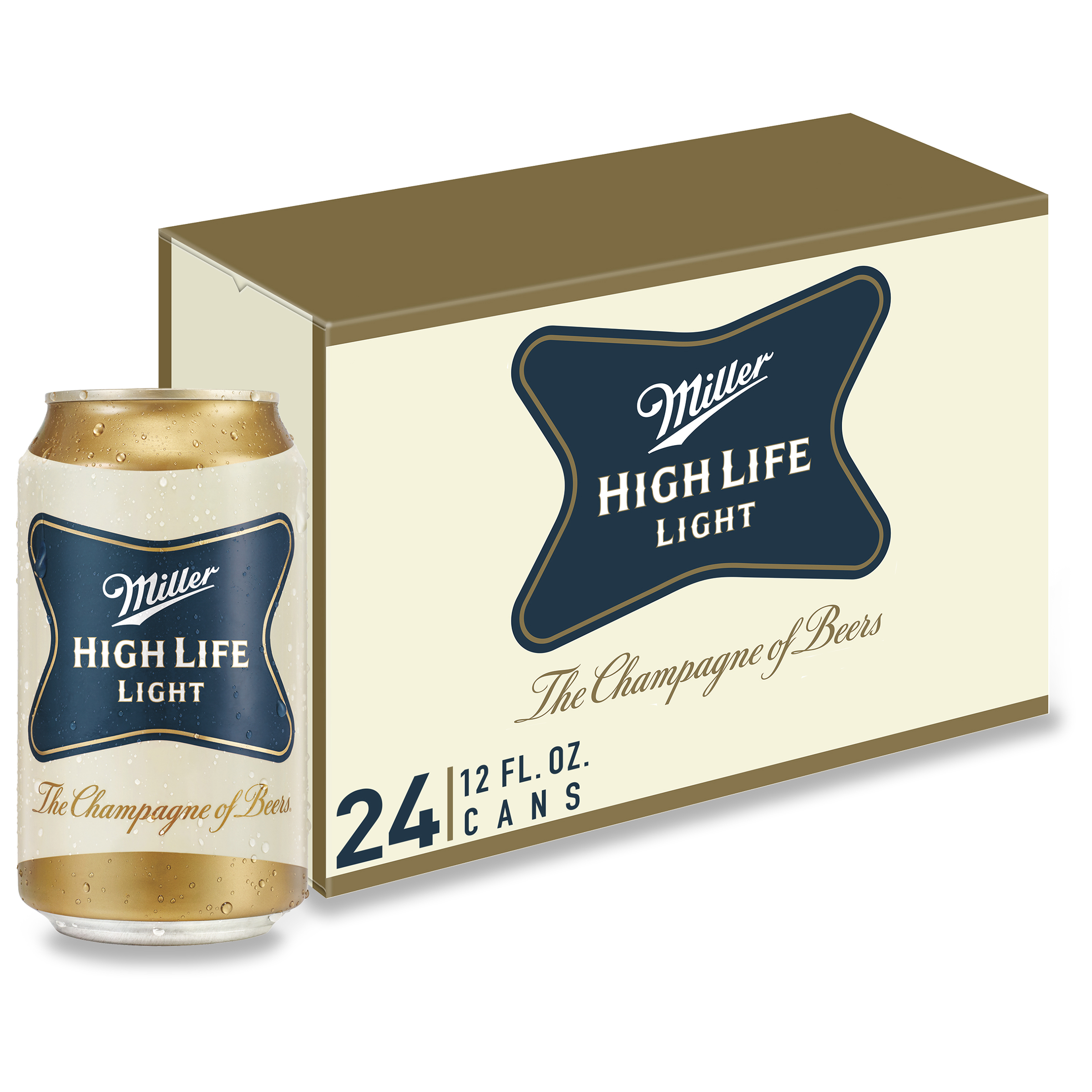 Miller High Life Light Beer, American Light Lager, 24 Pack Light Beer, 12 Fl. Oz. Cans, 4.1% ABV