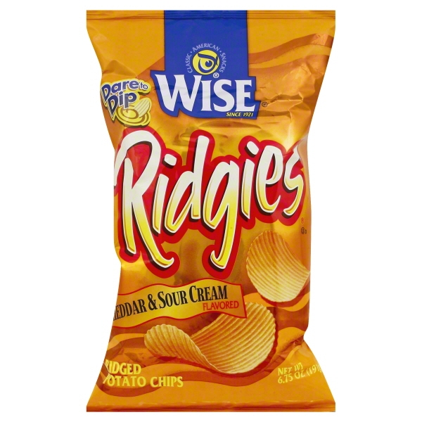 Wise Ridgies Cheddar & Sour Cream Potato Chips, 6.75 Oz.