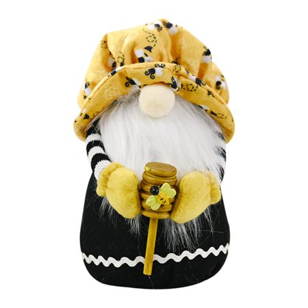 Bee Festival Gnome Doll Chef Elf Dwarf Handmade Rudolph Faceless Doll Plush Gnomes Doll Swedish Tomte Dolls Ornament for Spring Valentine Bee Festival