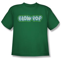 Tootsie Roll Chocolate Candy Lollipop Blow Pop Logo Green Youth T-shirt Tee