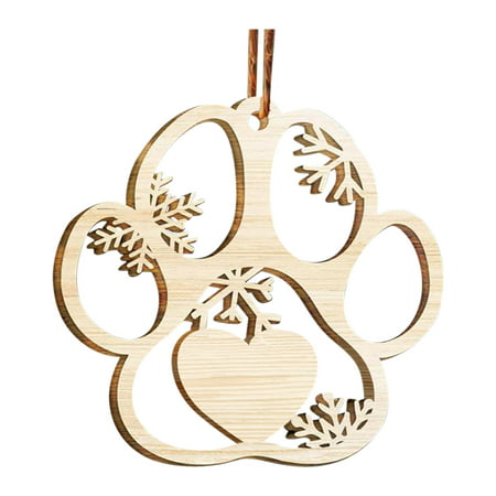 Christmas Wooden Pendant  Wooden Dog Paw Pendant  Home Christmas Tree Atmosphere Decoration Ljddg#8532 Fall Decorations for Home Christmas Wooden Pend