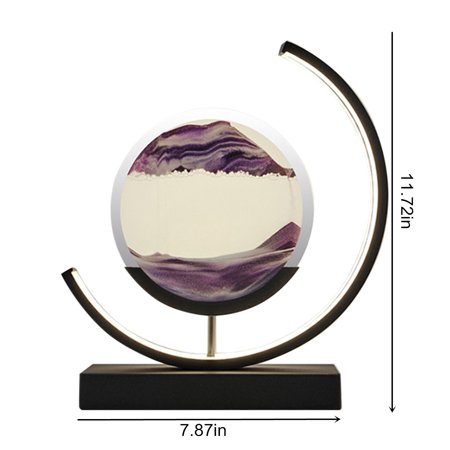 MIANHT Table Lamp Flowing Sand Painting 3D Hourglass Moving Sand Desk Lamp  Ainting Quicksand Home Desktop Decoration Lighting 50ml Purple AA-*7263