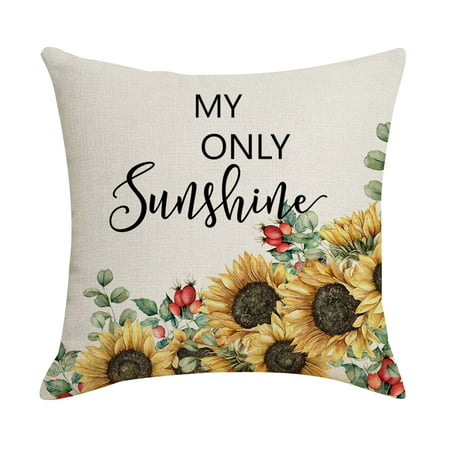 Usupdd Sunflower Pillowcase Summer Flower Print Linen Pillowcase Sofa Cushion Cover Usupdd220728-9021