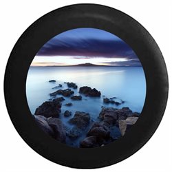 Full Color Stone Path Into the Foggy Ocean Water Scenic Skyspare Tire Cover Oem Vinyl Black