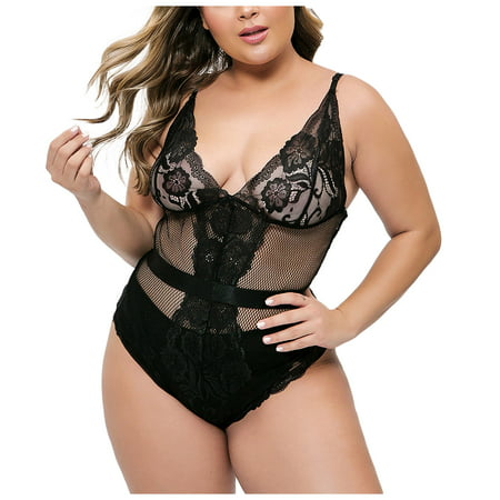 GBSELL Body Shaper for Women Tummy Control Lingerie Plus Size Ladies Lace Mesh Stitching Sex Appeal Body Shaping Bodysuit 6858 Strap Body Black XXXL L