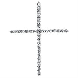 10k White Gold Shared Prong Diamond Cross 1.6 Inch (1.0 Ct)
