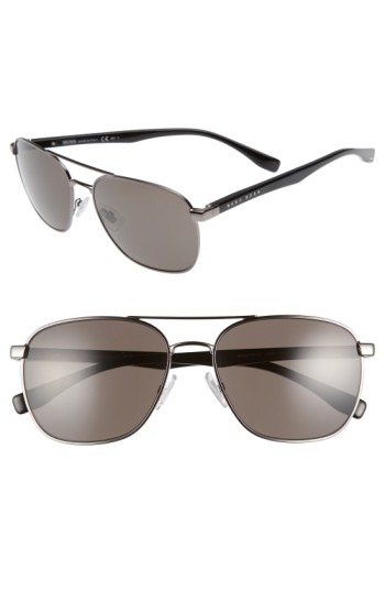 Men's Boss '0701/s' 57Mm Aviator Sunglasses - Dark Ruthenium Black