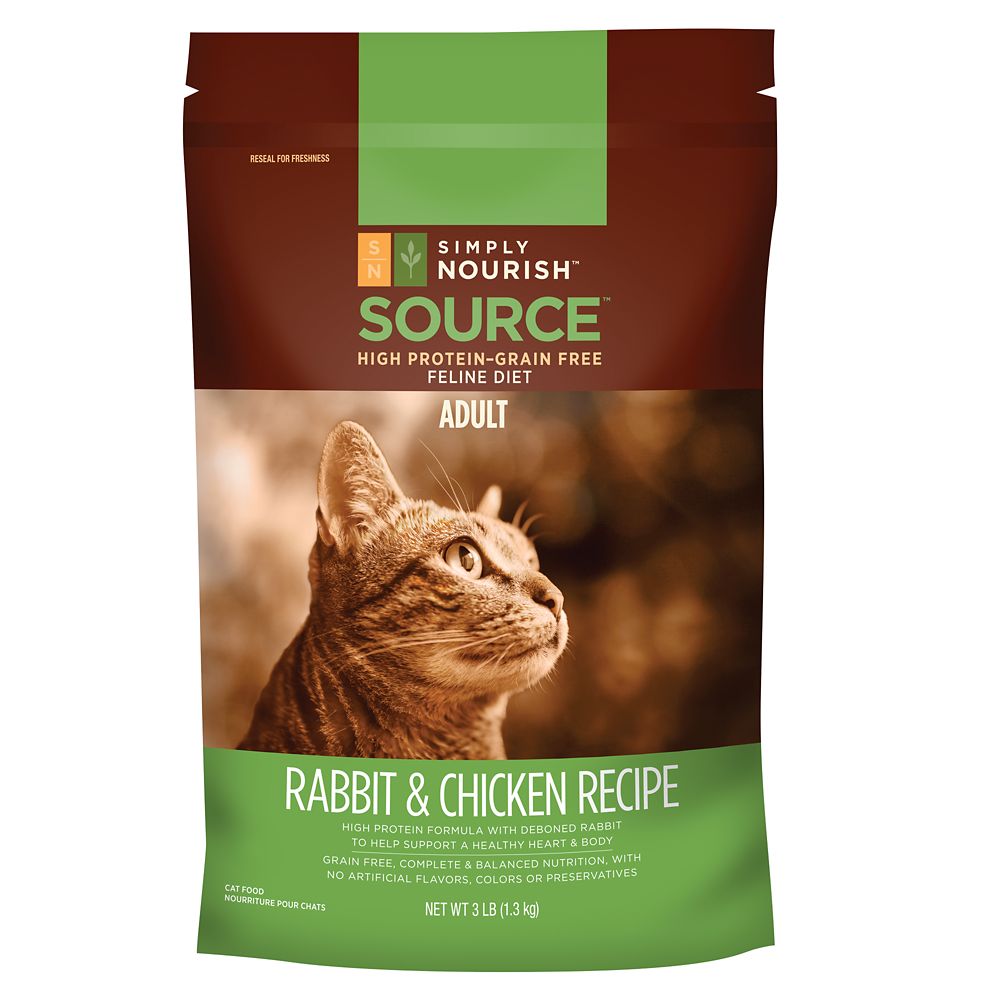 Simply Nourish, Source Adult Cat Food - Natural, Grain Free, Rabbit and Chicken Size: 3 Lb