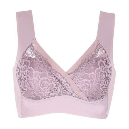 Floral Lace Bra Thin Cup Bra Front Cross Lace Bra Full Cup Bra Women Push up Bralette Wire Free Bra Leisure Sports Bra Female Seamless Underwear