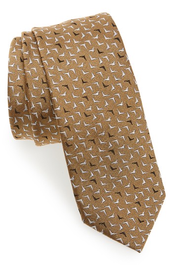 Men's Lanvin Logo Silk Skinny Tie, Size One Size - Metallic