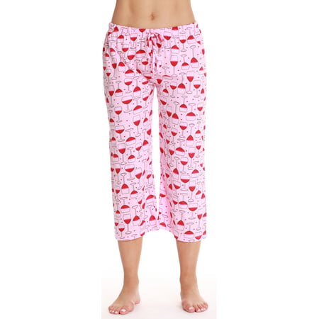 Just Love Womens Pajamas Cotton Capri Pants 6331-10516-XL (Pink - Time to Wine Down  3X Plus)