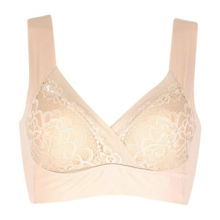 Floral Lace Bra Thin Cup Bra Front Cross Lace Bra Full Cup Bra Women Push up Bralette Wire Free Bra Leisure Sports Bra Female Seamless Underwear