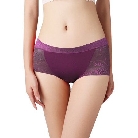 Shakumy Barely There Bras for Women 4742 Lingerie Women Lace Trendy Ultra Thin Panties Mid Waist Silky Comfortable Sexy Ladies Purple X-Large