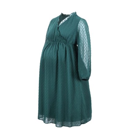 Usupdd Temperament Elegant Autumn Maternity Dress V-neck Hair Ball Lace Breastfeeding Dress for Pregnant Women Dress Usupdd WCC220822-4804
