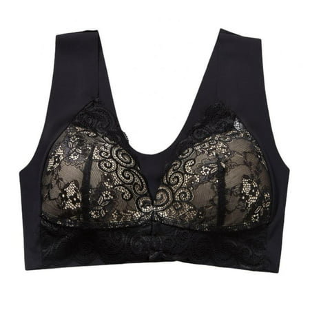 Front Closure Bra 3/4 Cup Bra Push up Bra Floral Lace Bra Padded Wire Free Bra U-shape Back Thin Bralette Women Thin Section Nursing Bra Vest Type Gat