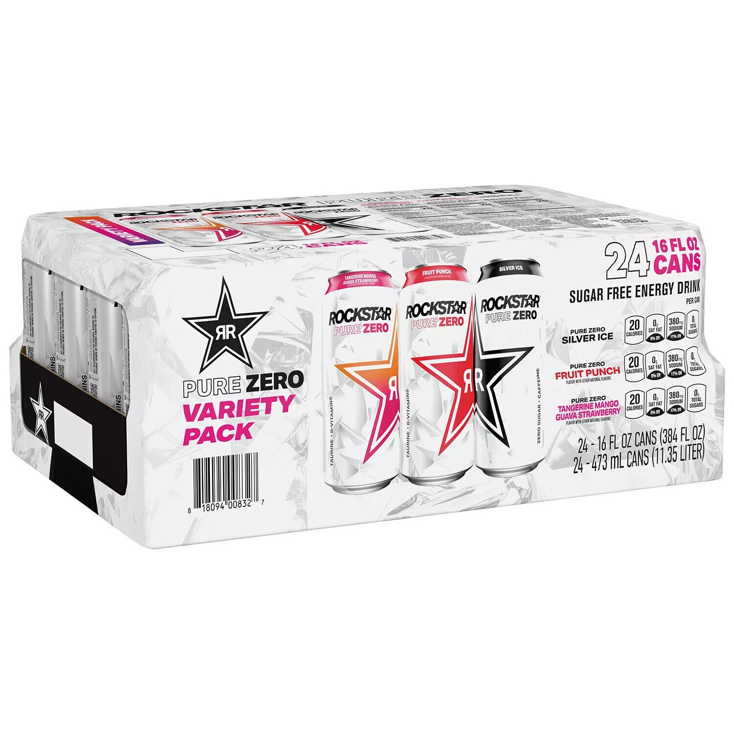 Rockstar Pure Zero Sugar Free Energy Drink Variety (16 Fl. Oz., 24 Pk.)