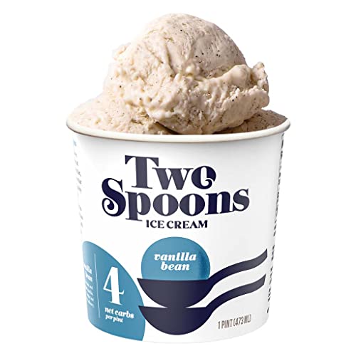 Two Spoons Keto Ice Cream - Low Carb, No Added Sugar, Gluten-Free, Keto-Friendly - Gourmet & Handcrafted (Vanilla Bean, 16 Ounce (Pack of 4))
