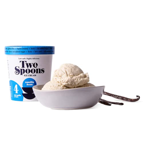 Two Spoons Keto Ice Cream - Low Carb, No Added Sugar, Gluten-Free, Keto-Friendly - Gourmet & Handcrafted (Vanilla Bean, 16 Ounce (Pack of 4)) thumbnail