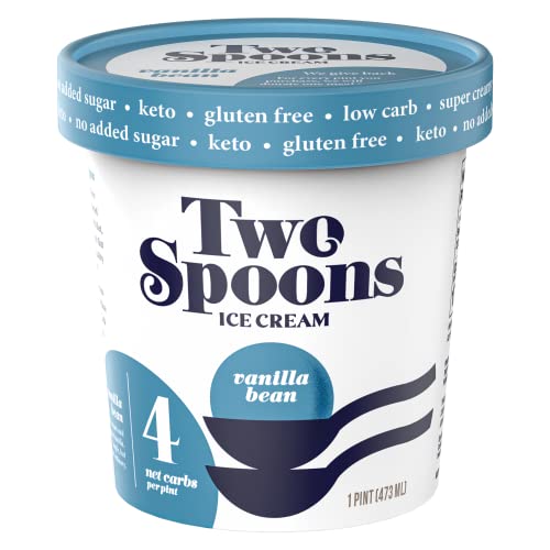 Two Spoons Keto Ice Cream - Low Carb, No Added Sugar, Gluten-Free, Keto-Friendly - Gourmet & Handcrafted (Vanilla Bean, 16 Ounce (Pack of 4)) thumbnail