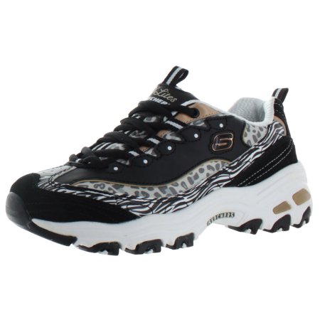Skechers D'lites 1.0 Black/White/Gold/Gray Athletic Shoes 99999833-BKGD (Size: US 6)