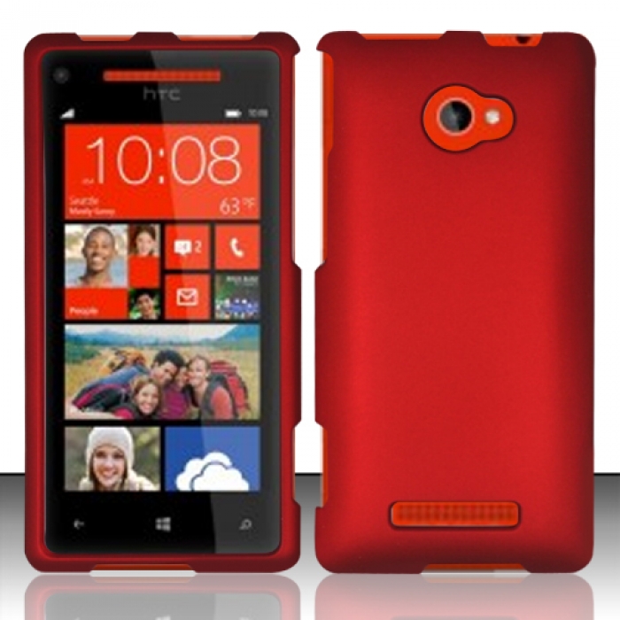 For Htc Windows Phone 8x 6990 Zenith Att T-mobile Verizon Rubberized Cover - Red