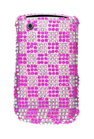 Blackberry Curve 8520 / 8530 /3g 9300 /3g 9330 Grasp Full Diamond Graphic Case - Hot Pink / White Checker